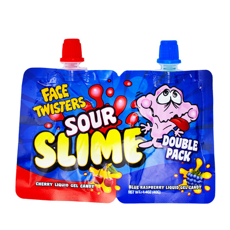 Face Twisters Sour Slime Strawberry & Green Apple - 1.4oz-Taffy-Sour candy-face twisters sour taffy