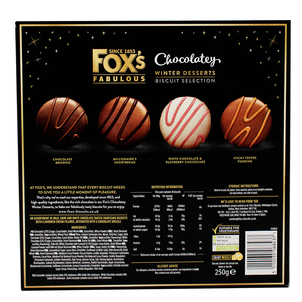 Fox's Winter Desserts Biscuit Selection Box (UK) - 250g-British chocolate-Chocolate biscuits-White chocolate-toffee