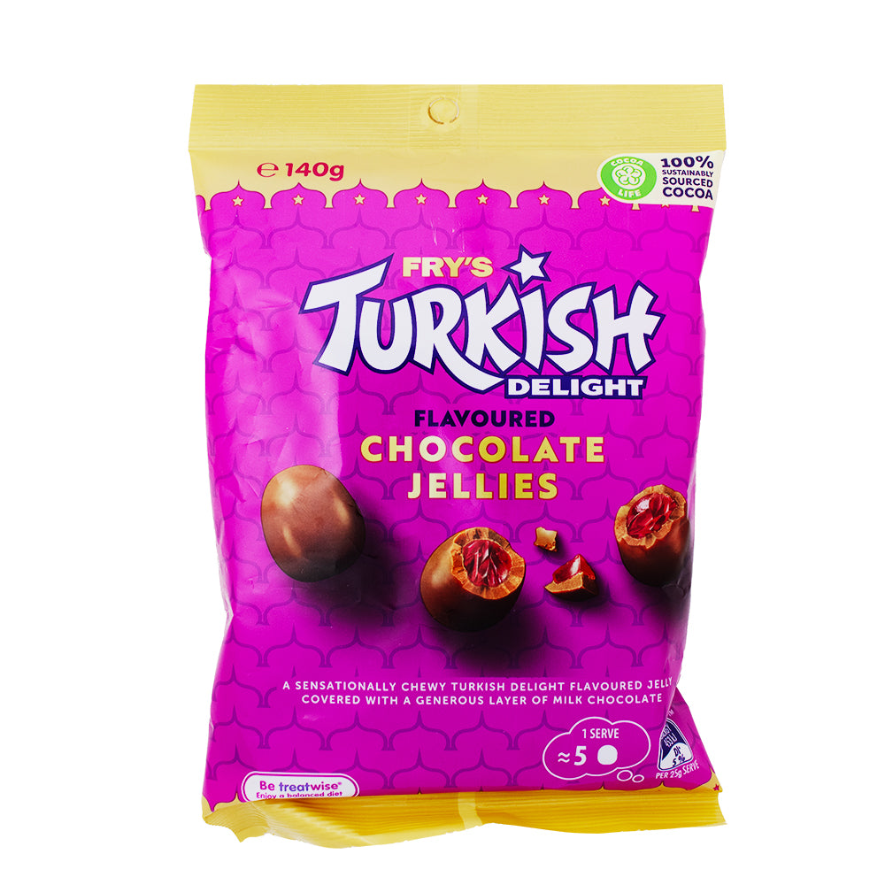 Fry's Turkish Delight Chocolate Jellies (Aus) - 140g-Cadbury Chocolate-Turkish Delights-Australian Candy-Milk Chocolate