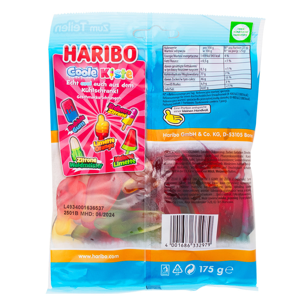 Haribo Cool Kiste (Popsicles) - 175g Nutrition Facts Ingredients-Haribo-Haribo gummies-Popsicle candy