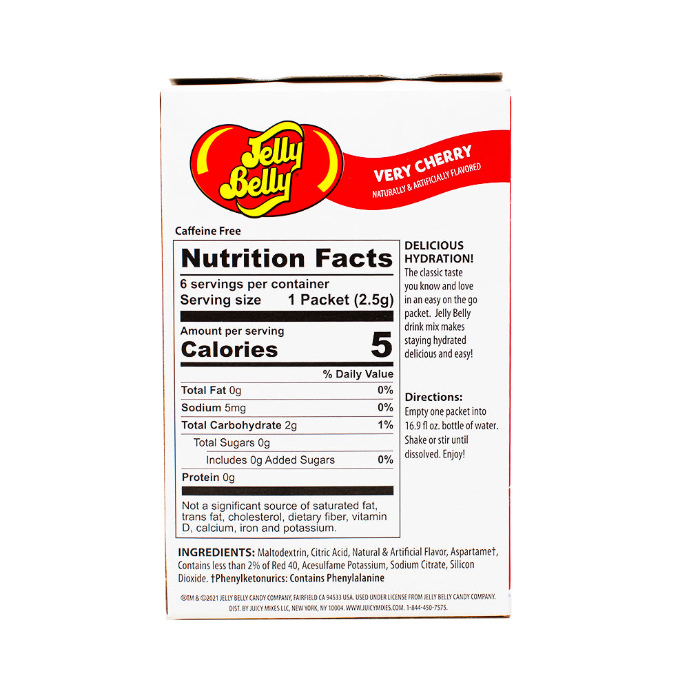 Singles to Go Jelly Belly Very Cherry Nutrition Facts Ingredients-Jelly belly-Jelly beans -Cherry candy-Flavored water