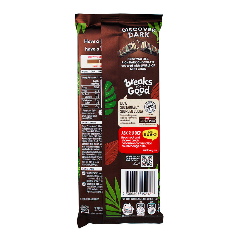 Kit Kat Dark with Tasmanian Mint (Aus) - 160g  Nutrition Facts Ingredients-Australian Candy-Kit Kat-Kit Kat Flavors-Mint Chocolate 