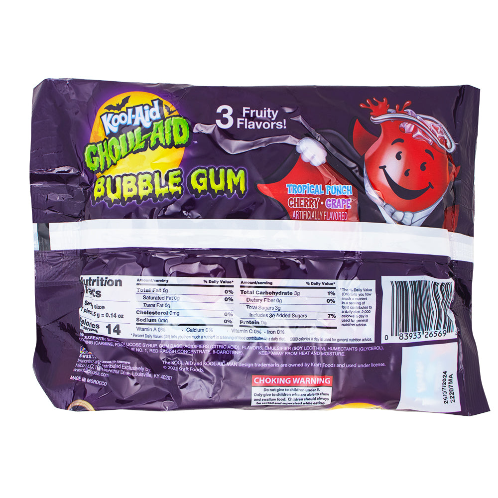 Kool-Aid Bubble Gum 50pk - 225g Nutrition Facts Ingredients