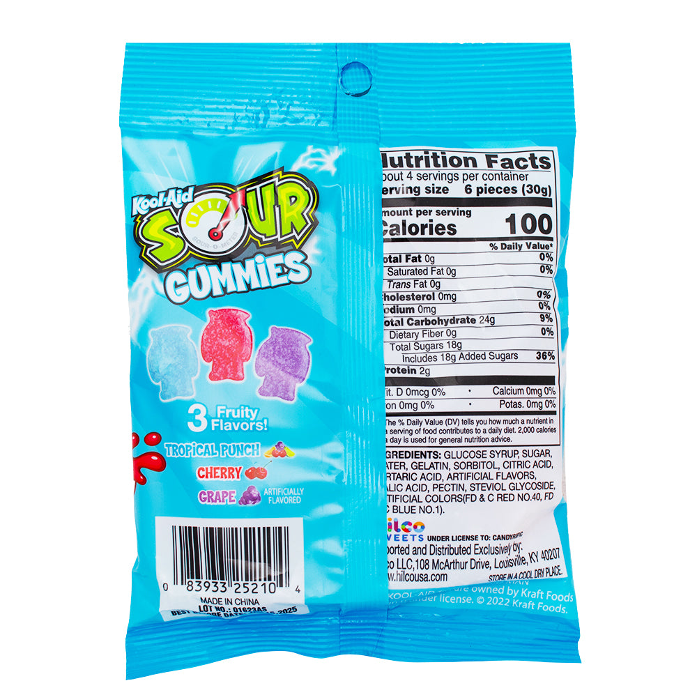 Kool-Aid Sour Gummies - 4oz Nutrition Facts Ingredients