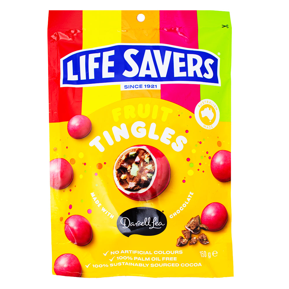 Lifesavers Fruit Tingles Chocolate (Aus) - 150g-Lifesavers -Lifesaver Candy-Australian Candy-Milk Chocolate
