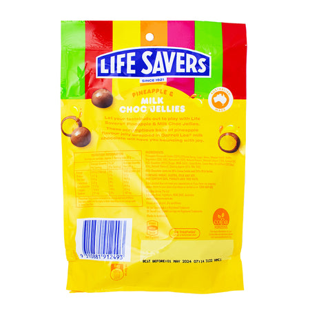 Lifesavers Pineapple & Milk Chocolate Jellies (Aus) - 120g Nutrition Facts Ingredients
