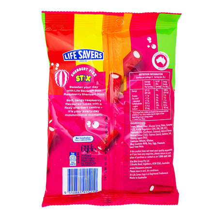 Lifesavers Stix Raspberry Sherbet Fizz (Aus) - 200g Nutrition Facts Ingredients-Lifesavers-Australian Candy-Lifesavers Candy-Raspberry Candy