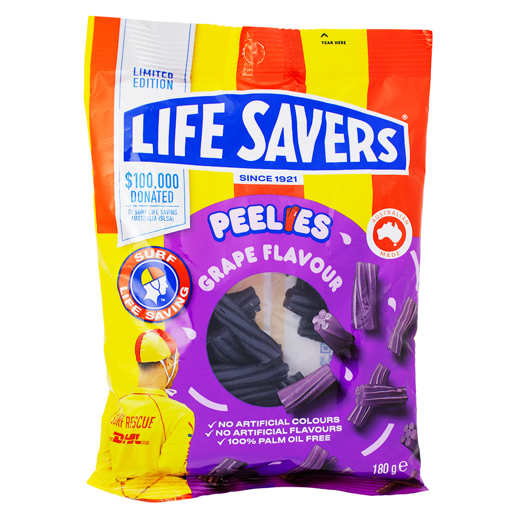 Lifesavers Peelies Grape (Aus) - 180g-Lifesavers-Lifesaver Gummies-Australian Candy-Candy Grapes
