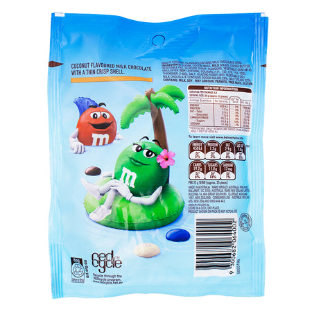 M&M's Coconut Inspired by Bounty (Aus) - 160g Nutrition Facts Ingredients-M&Ms Candy-M&Ms Flavors-Coconut Chocolate-Coconut Candy-Australian Candy