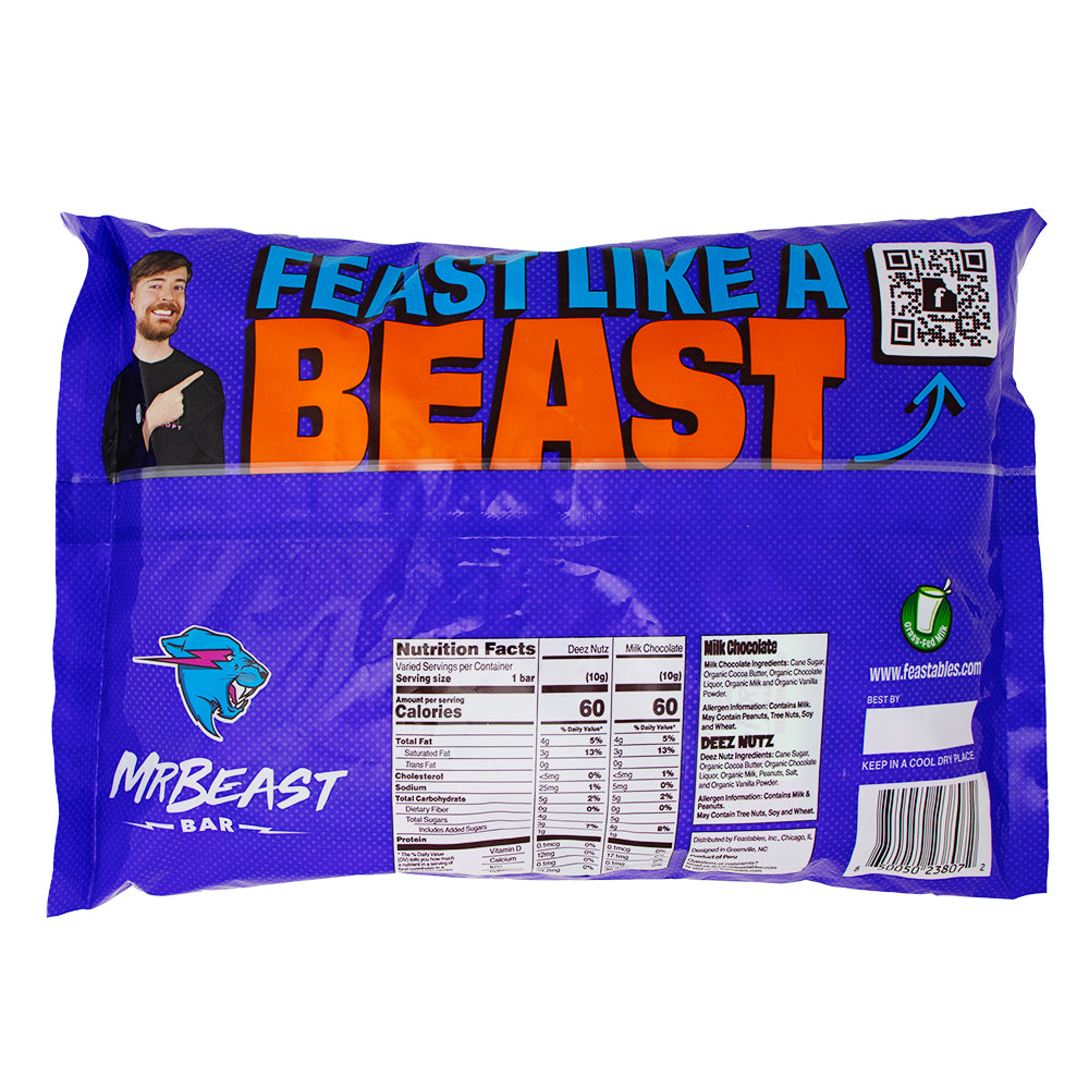 Mr Beast Feastables 50ct - 17.64oz Nutrition Facts Ingredients-Mr Beast Feastables-Bulk Candy-Feastables-deez nuts feastables