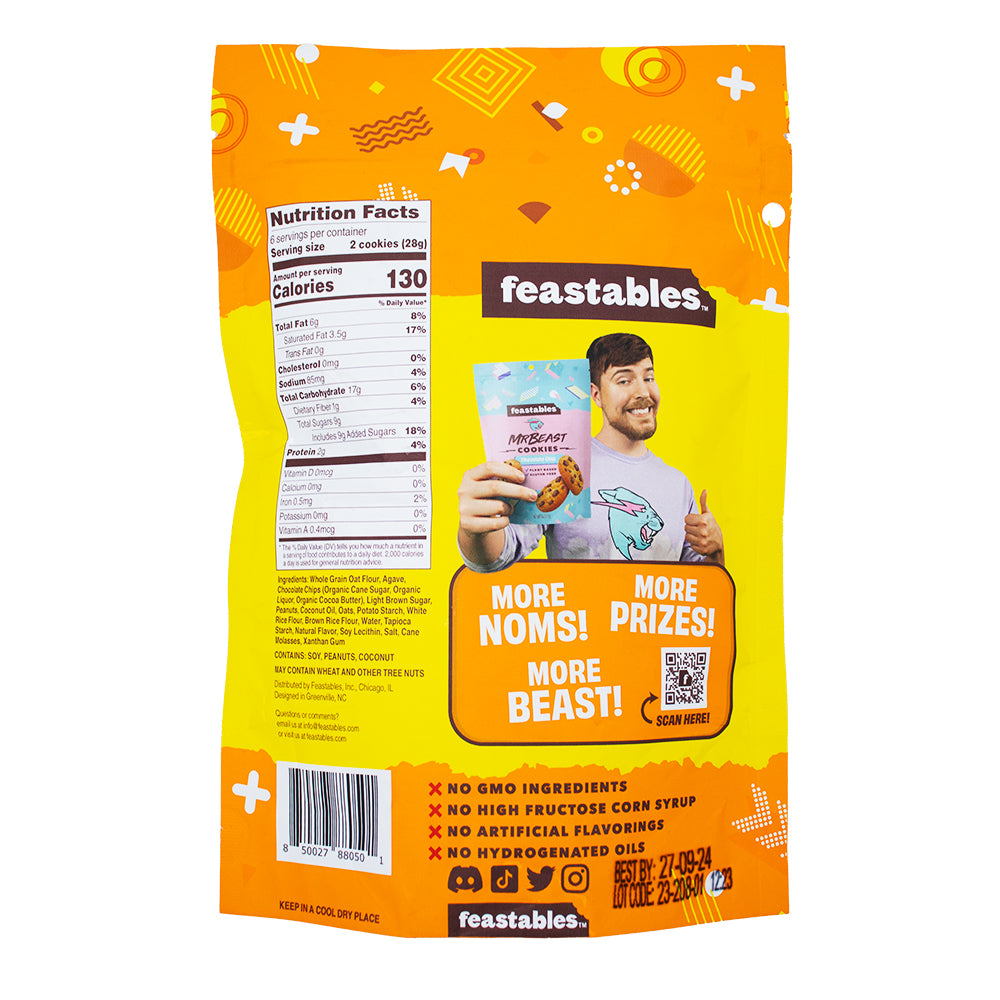 Mr Beast Peanut Butter Cookies Nutrition Facts Ingredients-Mr Beast cookies-Feastables-peanut butter chocolate chip cookies