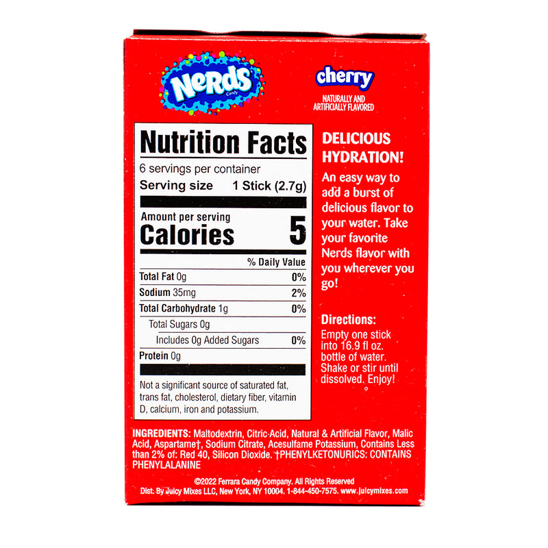 Nerds Candy - Cherry Drink Mix - Nutrition Facts Ingredients