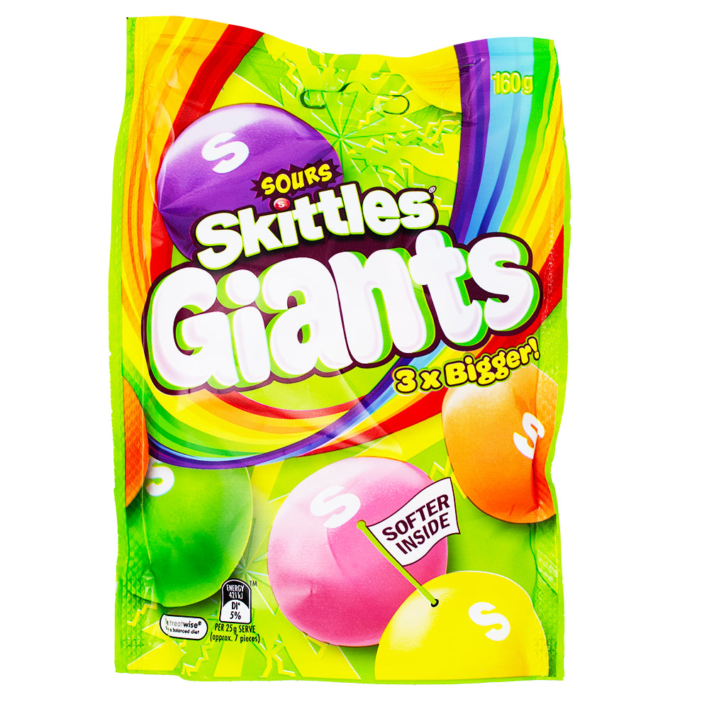 Skittles Giants Sours (Aus) - 160g-Sour Candy-Sour Skittles-Australian Candy-Giant Skittles