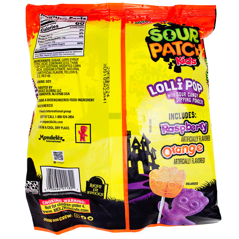 Sour Patch Kids Lollipops with Sour Candy Dipping Powder - 20CT Bag