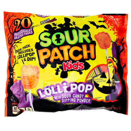 Sour Patch Kids Lollipops with Sour Candy Dipping Powder - 20CT Bag