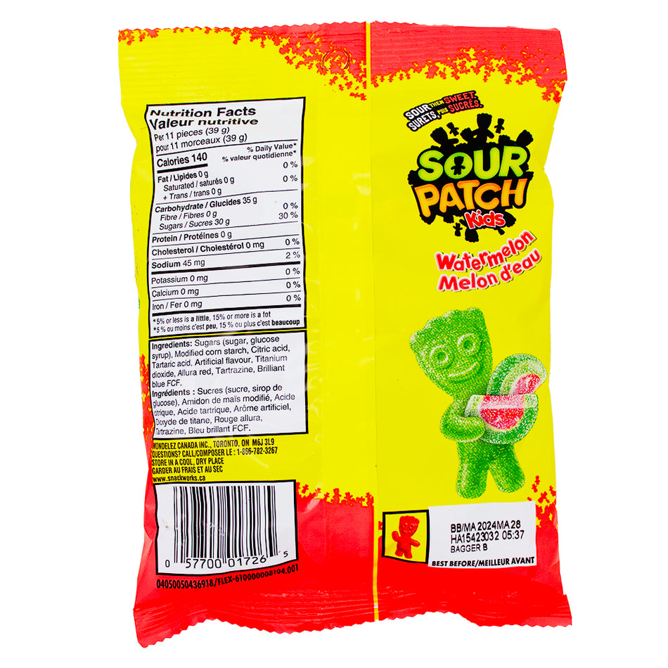 Sour Patch Kids - Watermelon - 154g Nutrition Facts Ingredients