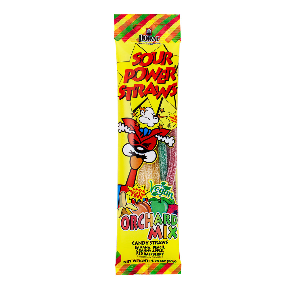 Sour Power Straws Orchard Mix - 1.75oz - Sour Candy