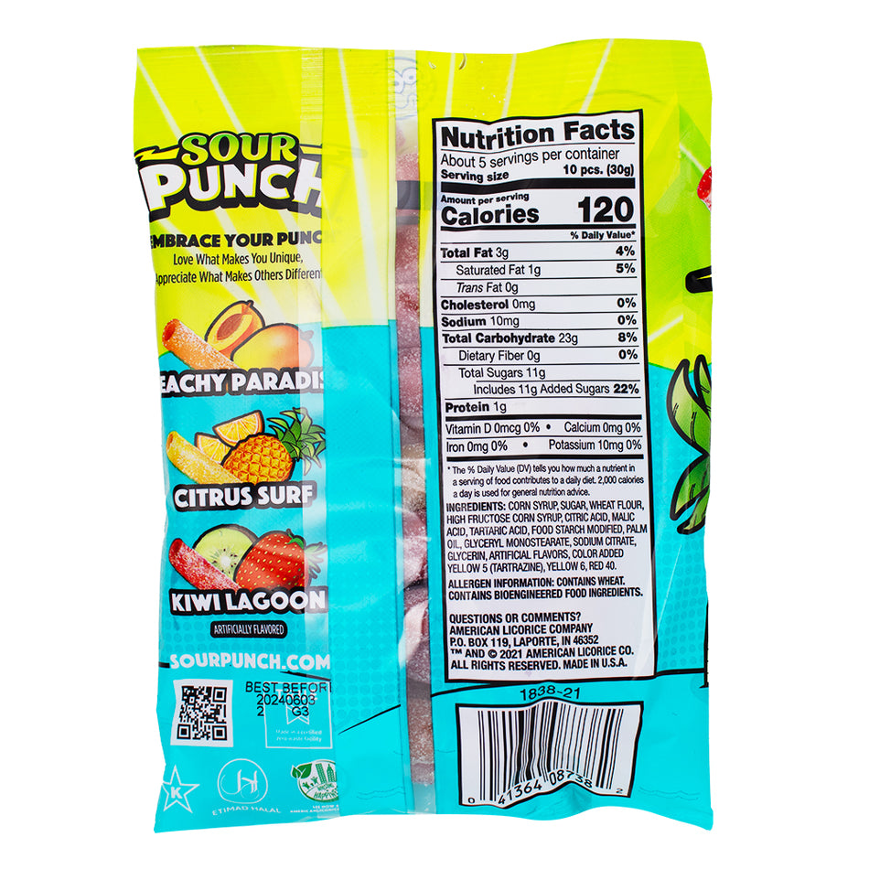 Sour Punch Bites Tropical Nutrition Facts Ingredients