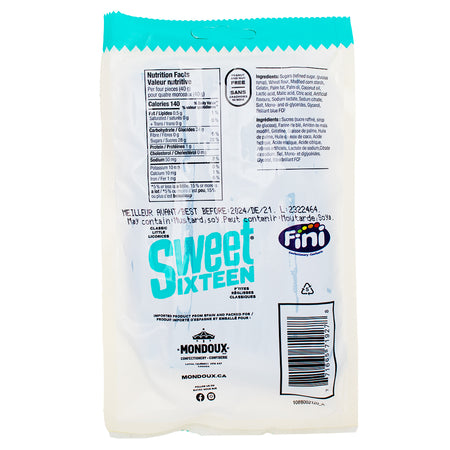 Sweet Sixteen Raspberry Filled Licorice - 100g Nutrition Facts Ingredients