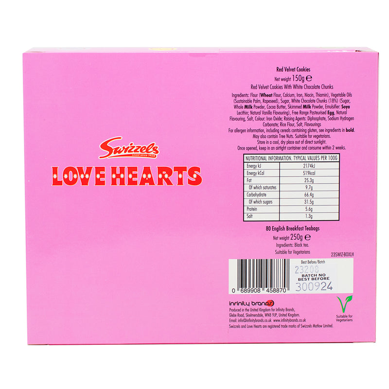 Swizzels Love Hearts Red Velvet Cookies Tea Set - 400g Nutrition Facts Ingredients-Conversation hearts-Valentine’s Day candy-Red Velvet Cookies
