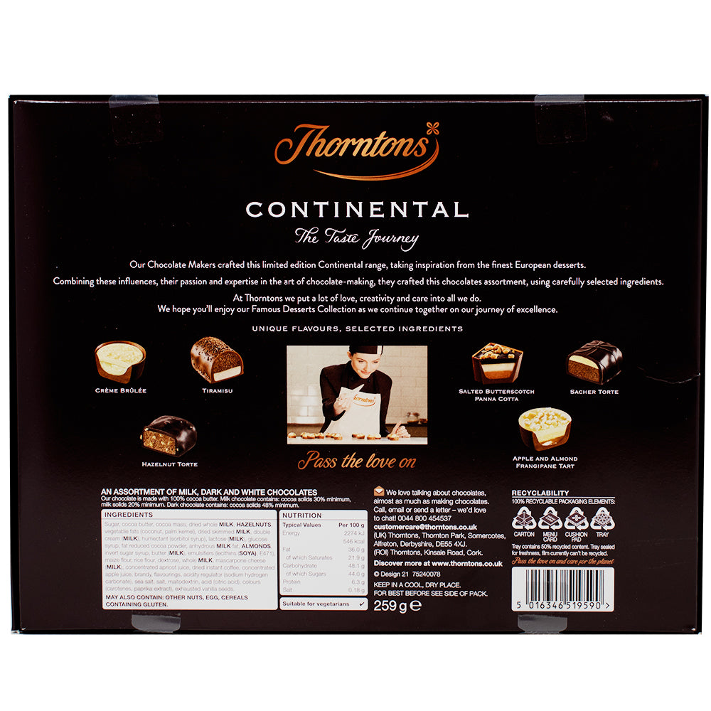 Thortons Continental Winter Desserts Chocolate Box - 259g Nutrition Facts Ingredients
