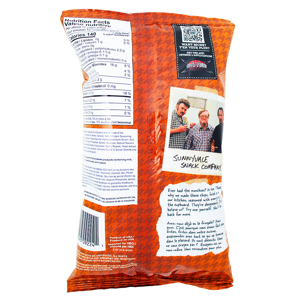Trailer Park Boys Chicken Strips - 3.5oz Nutrition Facts Ingredients -  Potato Chips