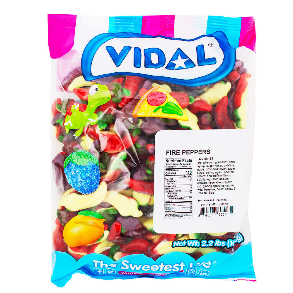 Vidal Fire Peppers - 2.2lb Nutrition Facts Ingredients-Spicy candy-Bulk candy-gummies
