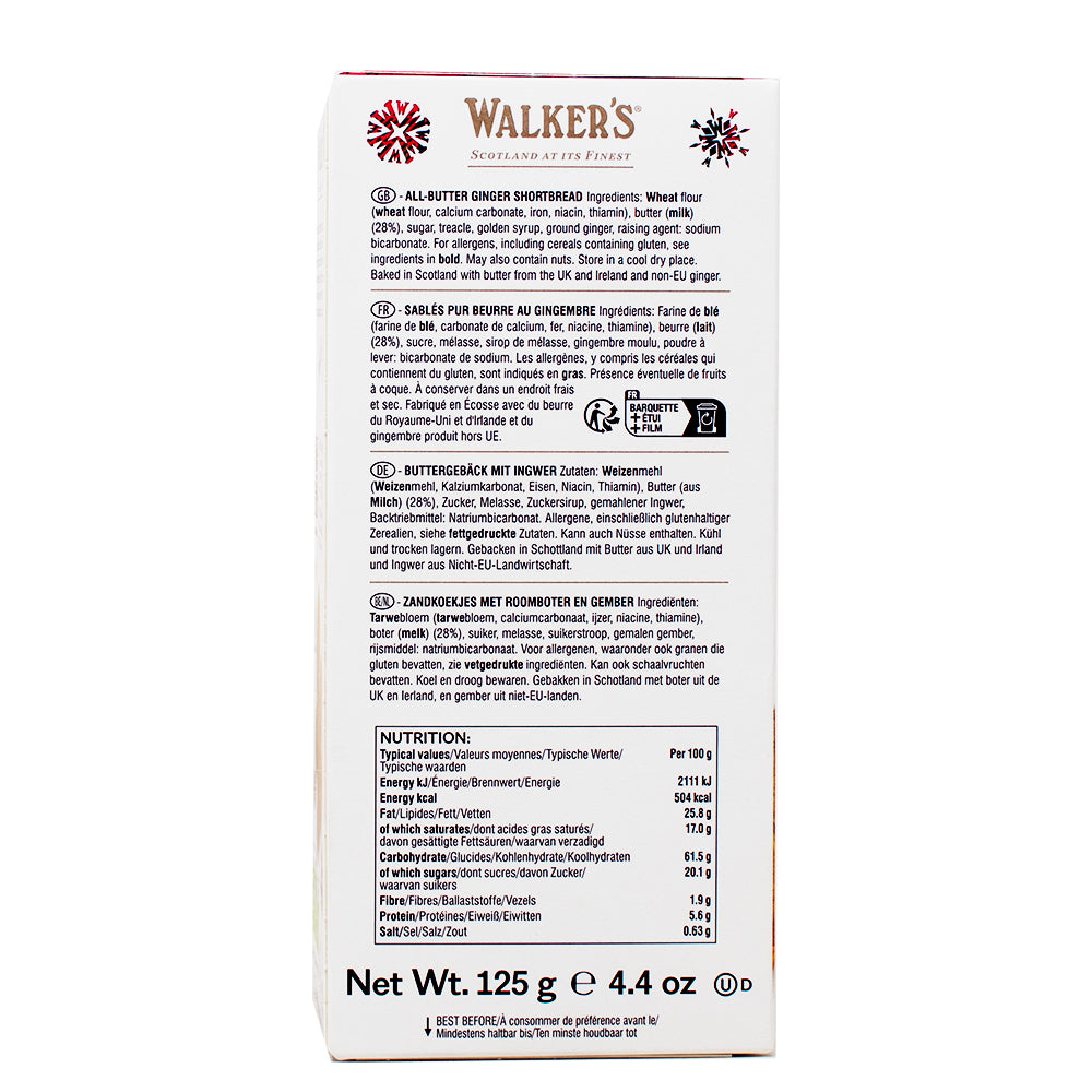 Walker's Shortbread Gingerbread Men - 125g Nutrition Facts Ingredients