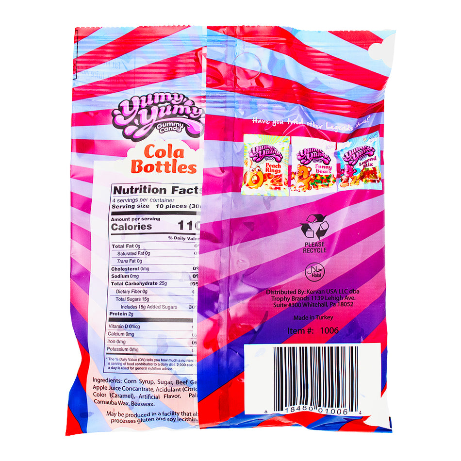 Yumy Yumy Cola Bottles - 4oz Nutrition Facts Ingredients