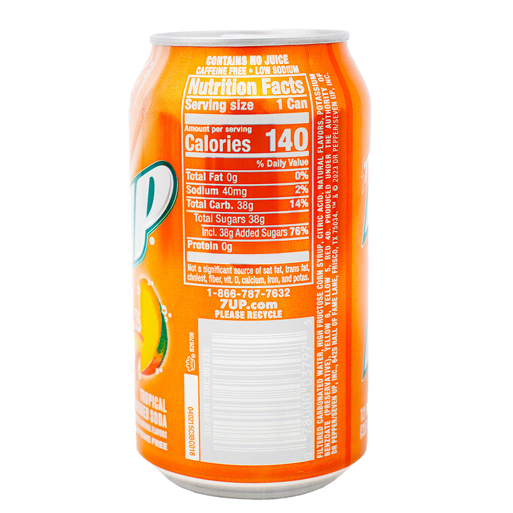 7up Tropical Soda - 355mL  Nutrition Facts Ingredients