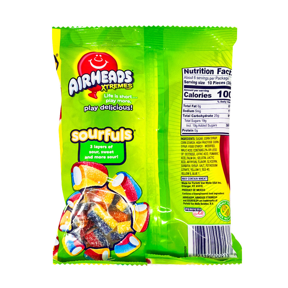 Airheads Xtremes Sourful Rainbow Berry - 3.8oz  Nutrition Facts Ingredients