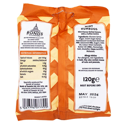 Bonds Mint Humbugs (UK) - 120g Nutrition Facts Ingredients