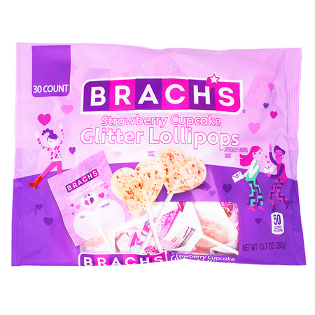 Brach's Strawberry Cupcake Glitter Lollipops 30ct - 13.7oz-Lollipops-Valentine’s Day candy-Bulk Candy
