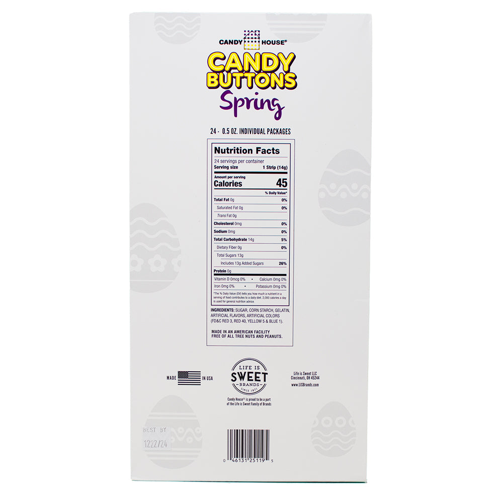 Candy Buttons Easter Nutrition Facts Ingredients