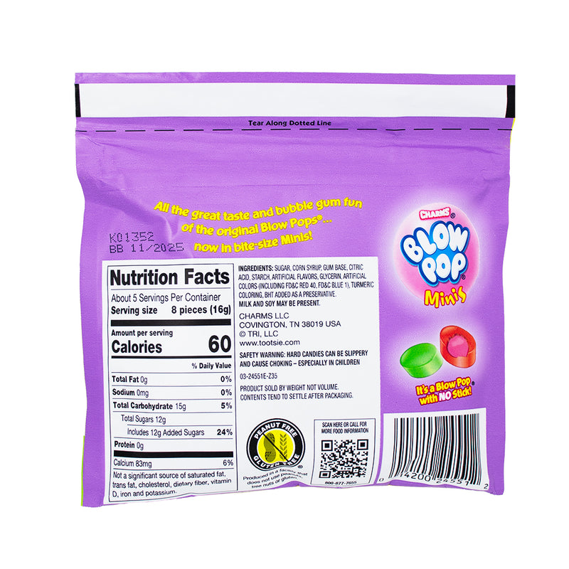 Charms Blow Pop - Minis - 3oz - Blow Pop - Nutrition Facts Ingredients