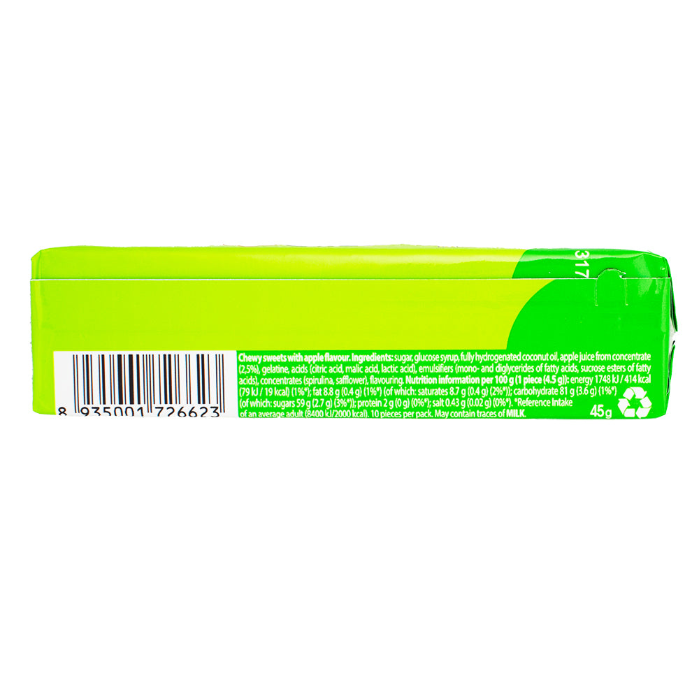 Chupa Chups Incredible Chew Green Apple (UK) - 45g Nutrition Facts Ingredients