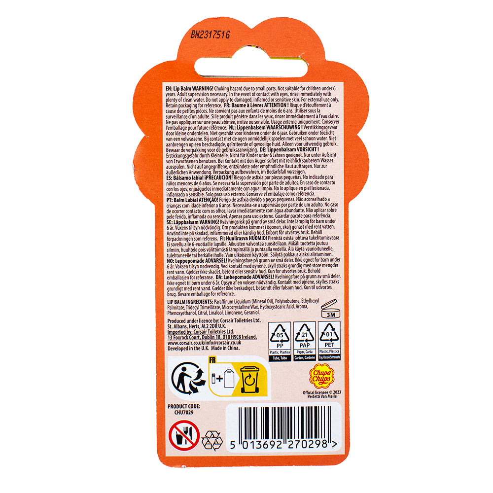 Chupa Chups Orange Pop Lip Balm  Nutrition Facts Ingredients