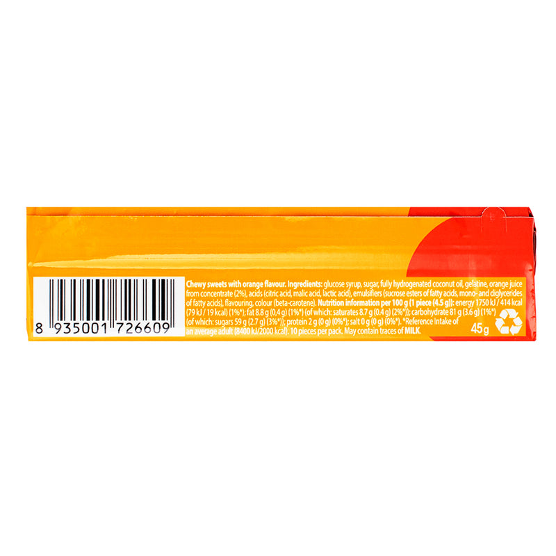 Chupa Chups Incredible Chew Orange (UK) - 45g Nutrition Facts Ingredients