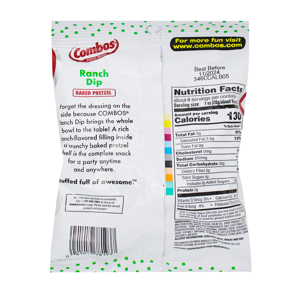 Combos Snacks - Ranch Dip 6.3oz | Candy Funhouse – Candy Funhouse US