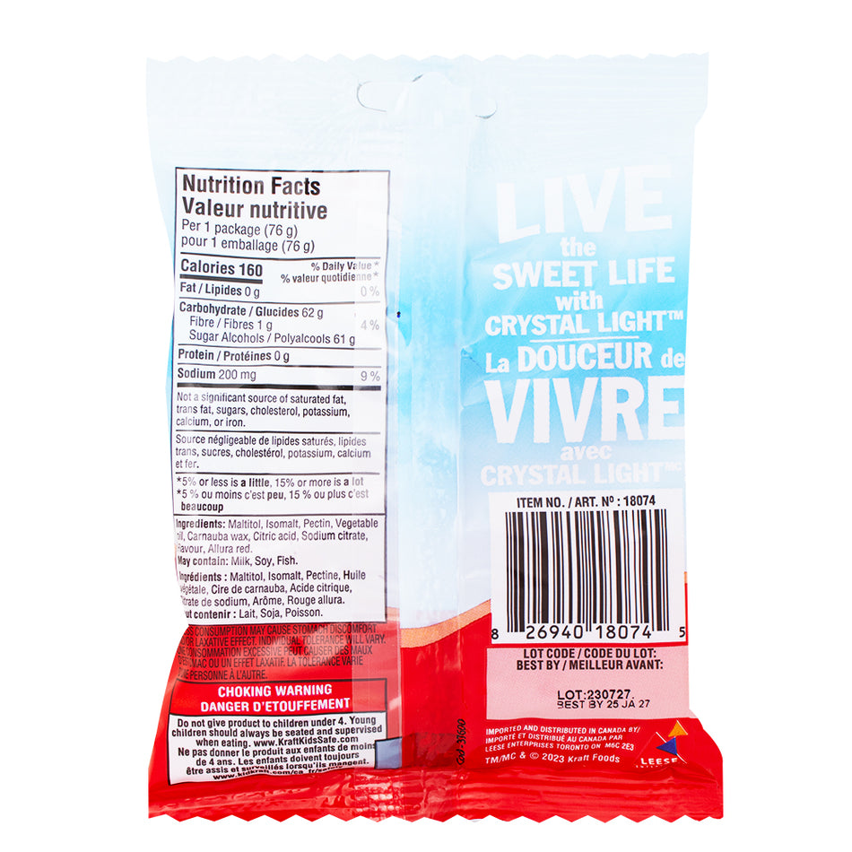 Crystal Light - Cherry Pomegranate Sugar-Free Gummies 76g - Sugar Free Candy - Gummy Candy  Nutrition Facts Ingredients