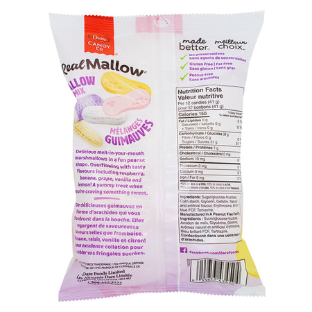 Dare Real Mallow Mallow Mix - 170g - Canadian Candy  Nutrition Facts Ingredients