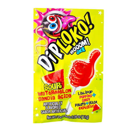 Dip Loko Sour Watermelon Lollipop with Popping Candy - .39oz - Mexican Candy