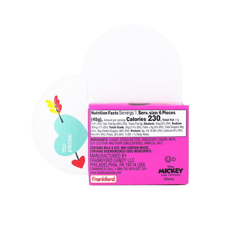 Mickey/Minnie Mouse Milk Chocolate Hearts Valentine - 50g