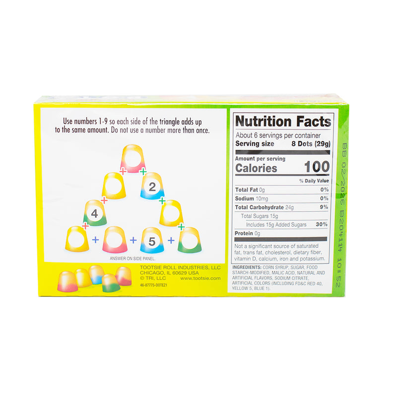 Dots Candy - Assorted Lemonade Theatre Pack - 6.5 oz - Gumdrops  Nutrition Facts Ingredients