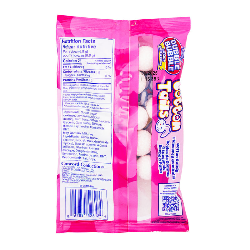 Dubble Bubble Cotton Tails Gumballs - 99g Nutrition Facts Ingredients