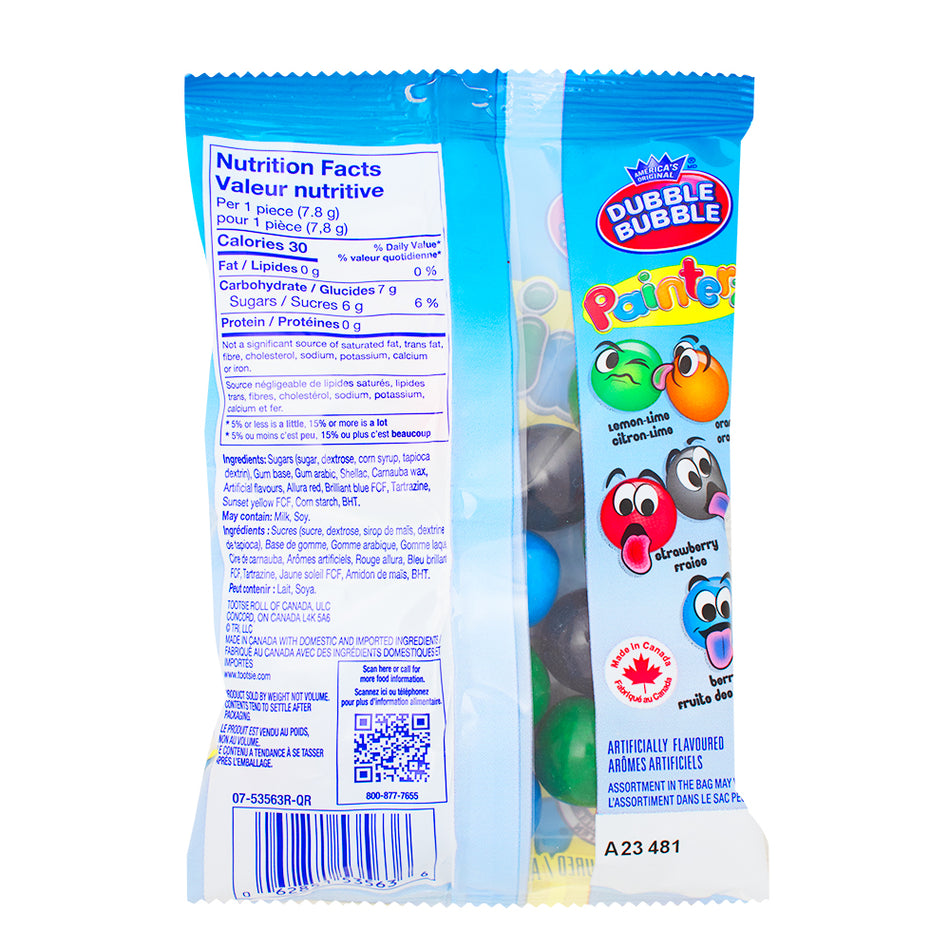 Dubble Bubble Painterz Gumballs - 113g  Nutrition Facts Ingredients