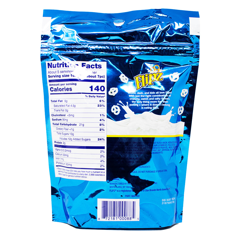 Flipz White Fudge Pretzel - 5oz Nutrition Facts Ingredients