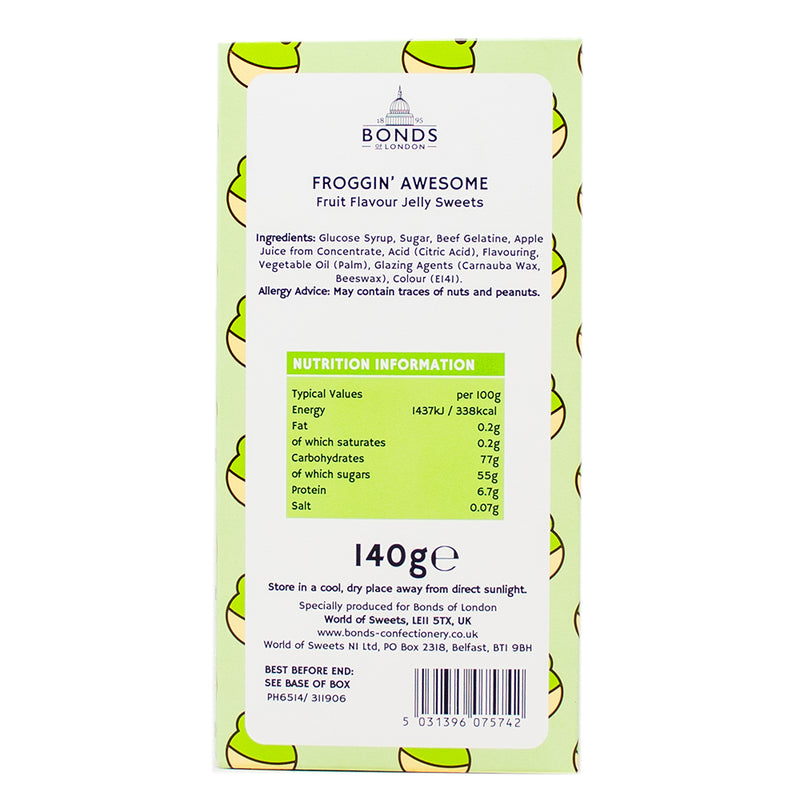 Bonds Froggin' Awesome Frog Gummies (UK) - 140g Nutrition Facts Ingredients