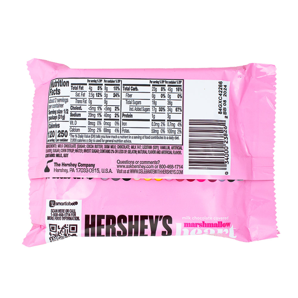 Hershey's Milk Chocolate Covered Marshmallow Heart - 2.2oz Nutrition Facts Ingredients