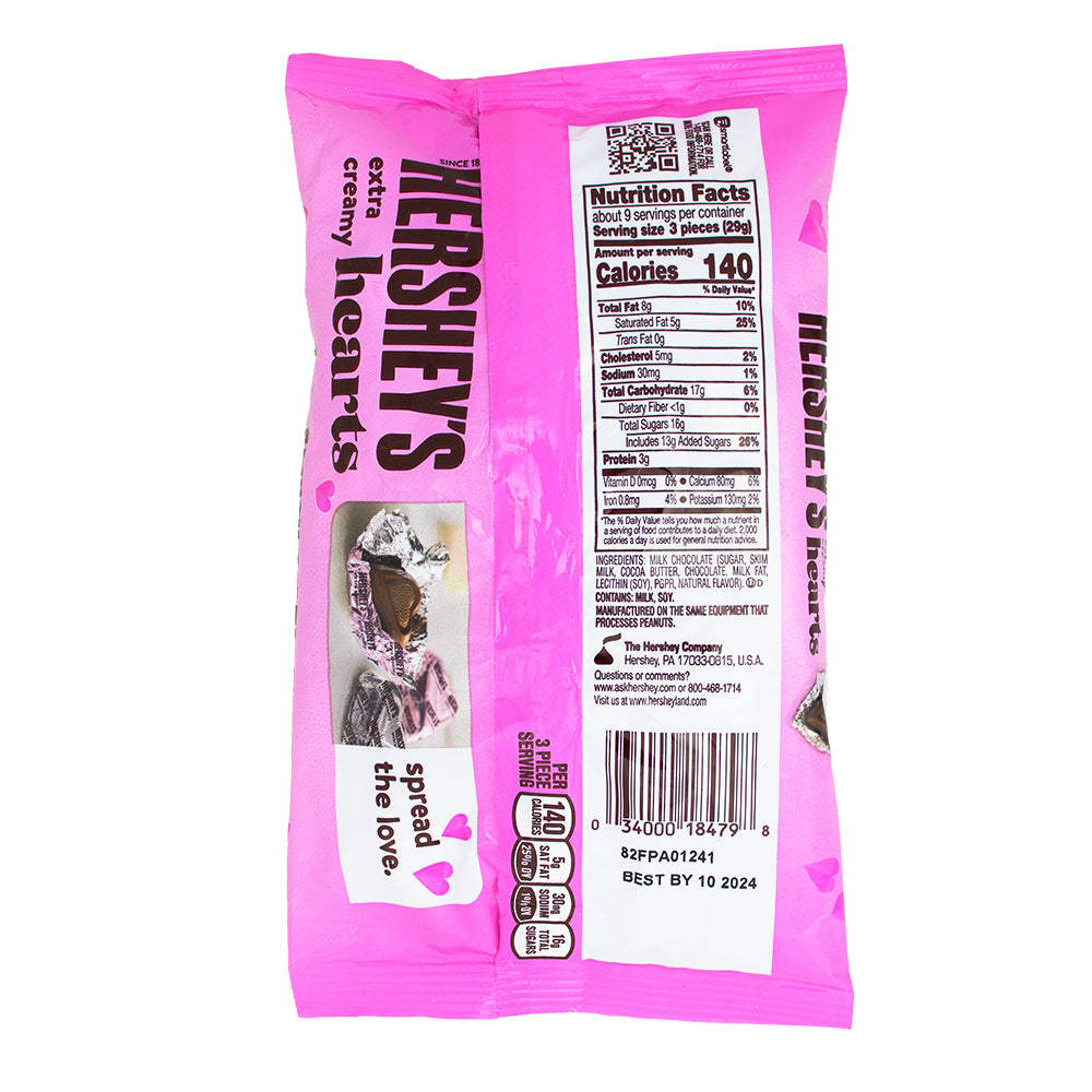 Hershey's Extra Creamy Hearts - 9.2oz Nutrition Facts Ingredients - Valentine's Day Candy